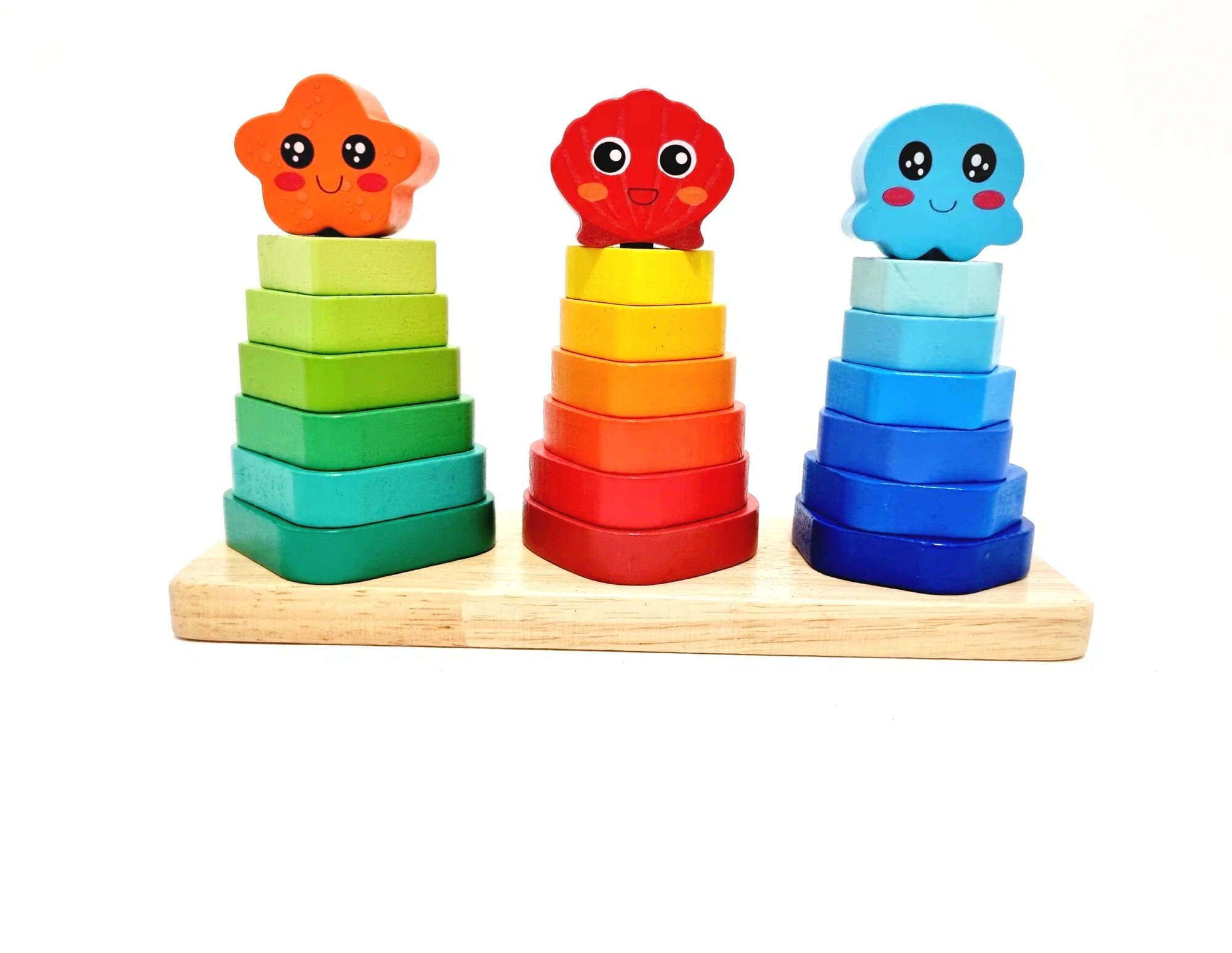 Деревянный сортер из 3х пирамид для детей — фото 1