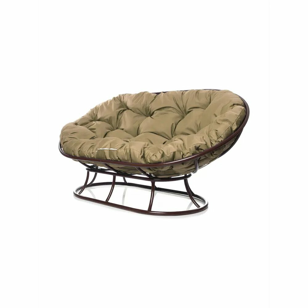 Диван Мамасан стальной каркас для сада и дачи с мягкой подушкой коричневый бежевая подушка 163 × 100× 73 см.