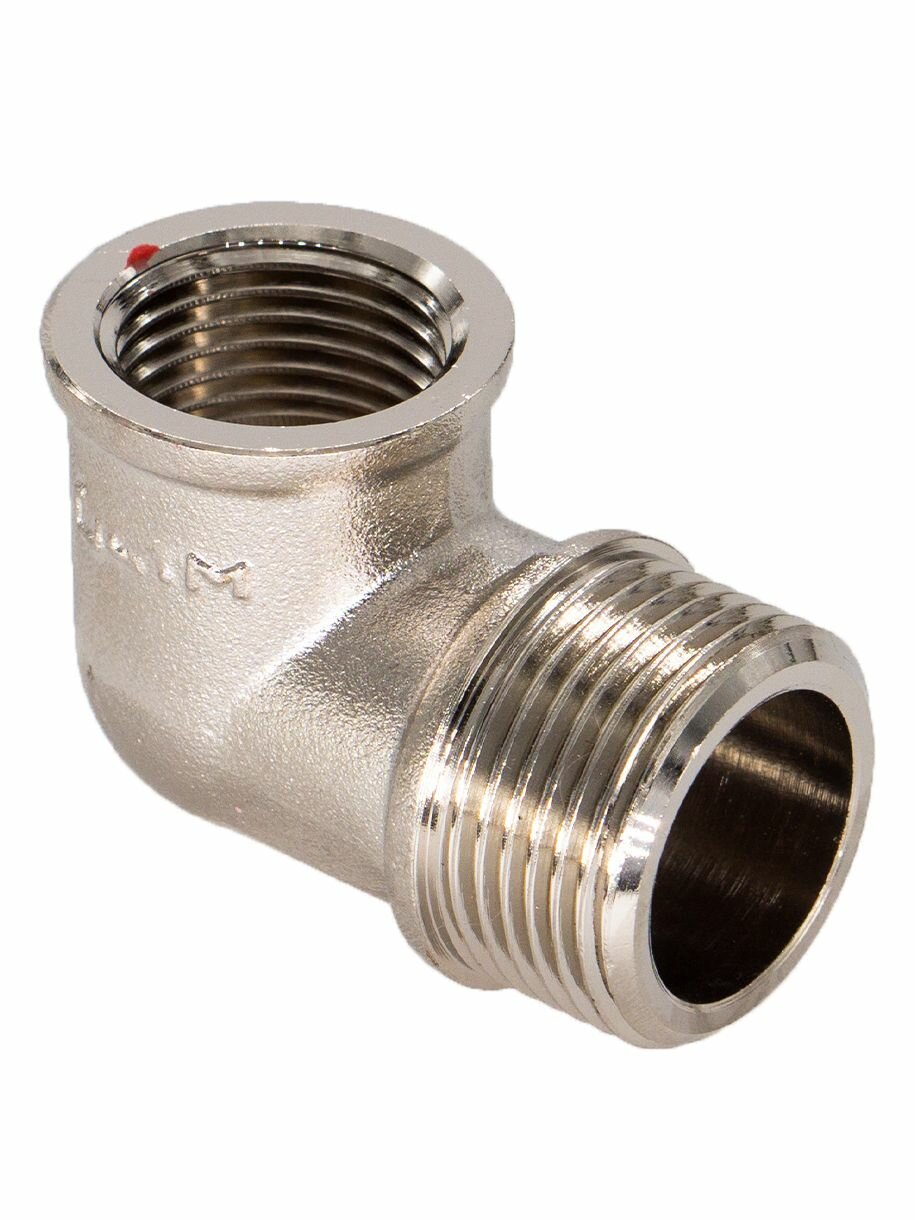 Уголок переходной СТМ CRL34M12, латунь, никелированное покрытие, 90°, 3/4"-1/2", 25мм — фото 1