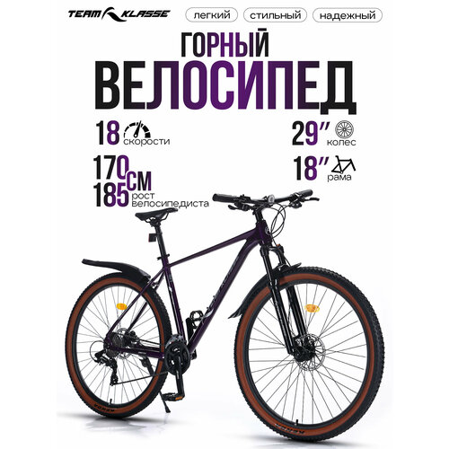 Велосипед Team Klasse FB-2 MTB, горный, рама 18', 18 скороcтей, алюминиевая, фиолетовый