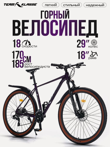Изображение товара Велосипед Team Klasse FB-2 MTB, горный, рама 18', 18 скороcтей, алюминиевая, фиолетовый