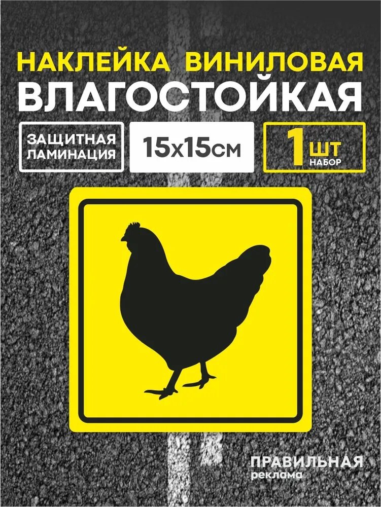 Наклейка на автомобиль "Курочка за рулем" / знак начинающий водитель 15х15 см. наружная.