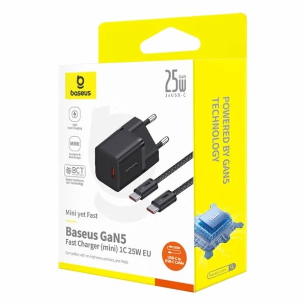 Адаптер для быстрой зарядки Baseus GaN 5 Mini, 20 Вт, Type-C — фото 1