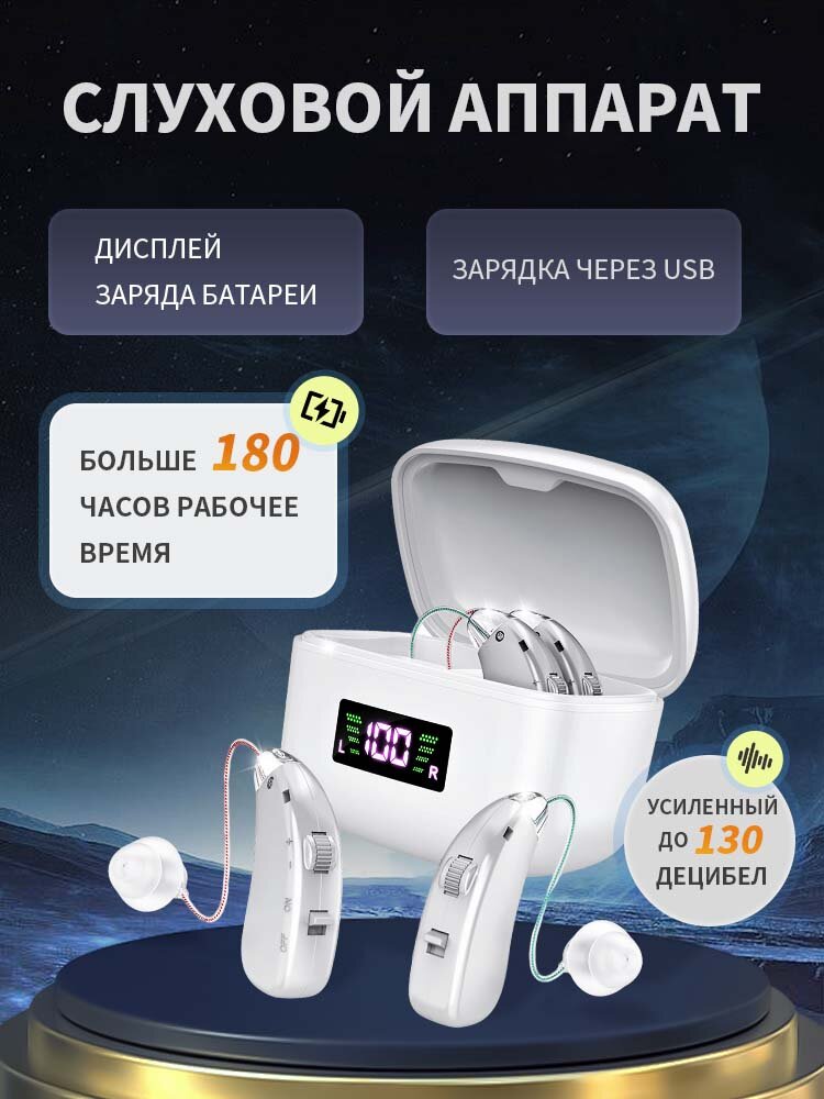 Слуховой аппарат для пожилых с зарядным устройством цифровой