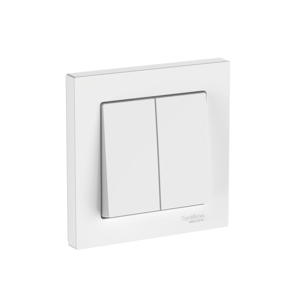 Systeme Electric AtlasDesign Белый Выключатель 2-клавишный, сх.5, 10АХ, в сборе, быстрозажимные клеммы, ATN000152S