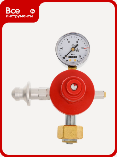 Изображение товара Редуктор гелиевый БГО-50-4-ВШ для шаров REDIUS 017031, курковый тип с выходным соединением, стандартный вход, манометр