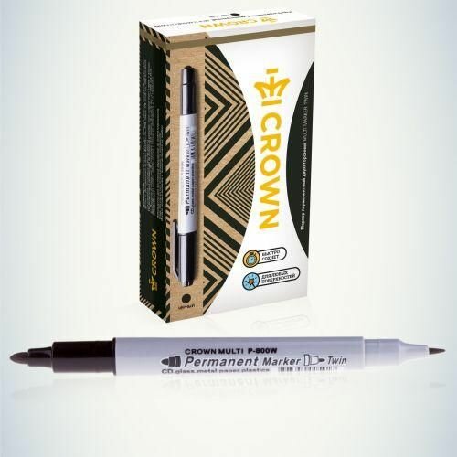 Маркер перманентный двухсторонний «Multi Marker Twin» 2мм/1мм пулевидный черн. Crown Б0048242