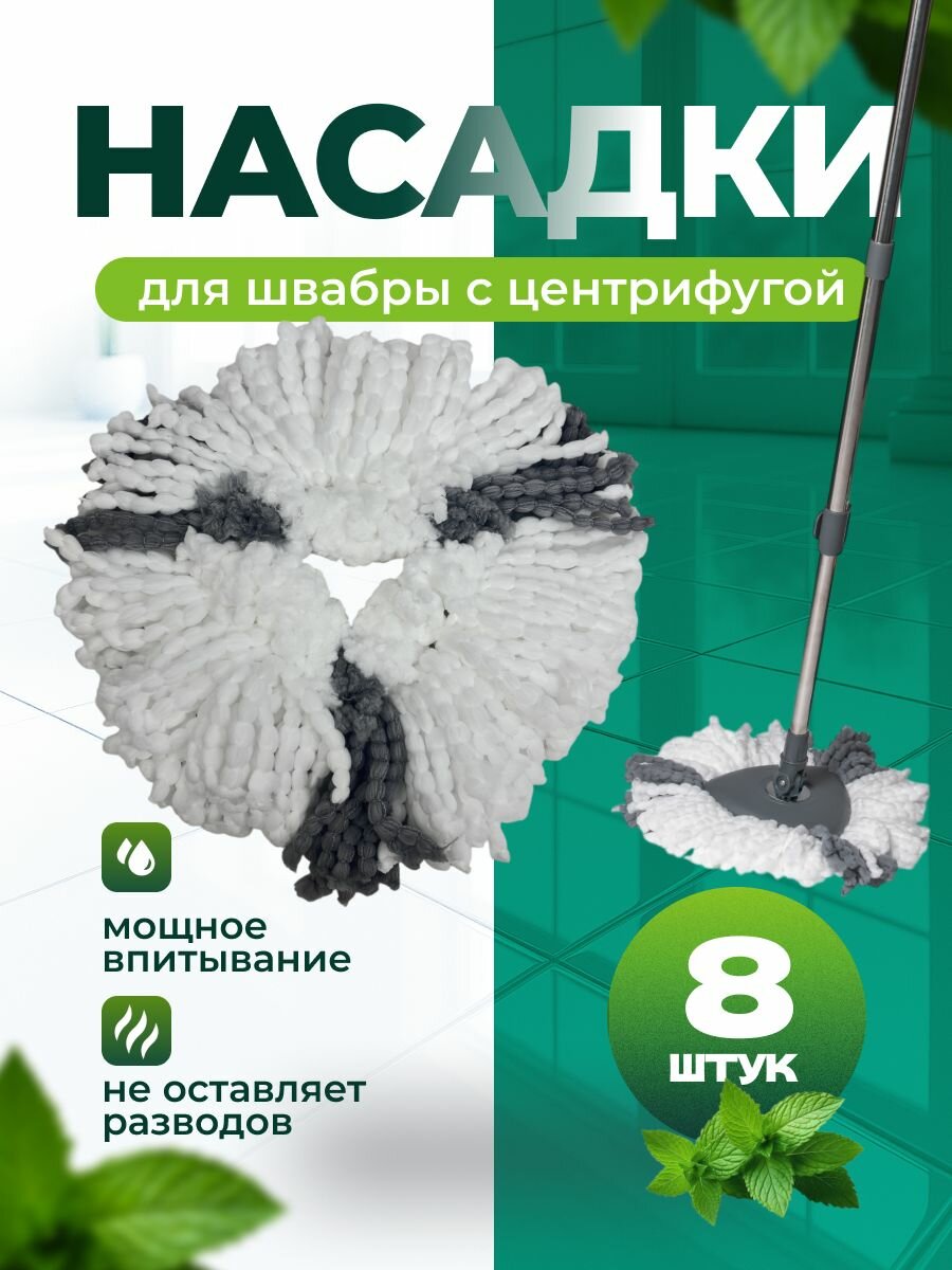 Насадка на швабру Мой дом Торнадо, 32x32 см, с отжимом, серая