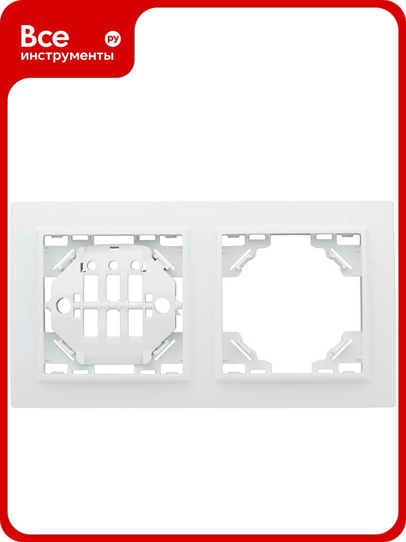 Горизонтальная рамка EKF Минск 2-местная белая Basic ERM-G-302-10