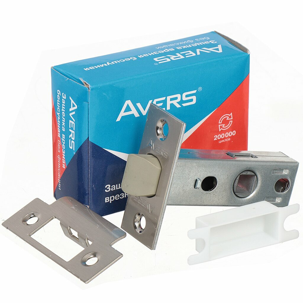 Защелка врезная Avers 5400-P-NIS 21100 язычок пластиковый без ручек матовый никель