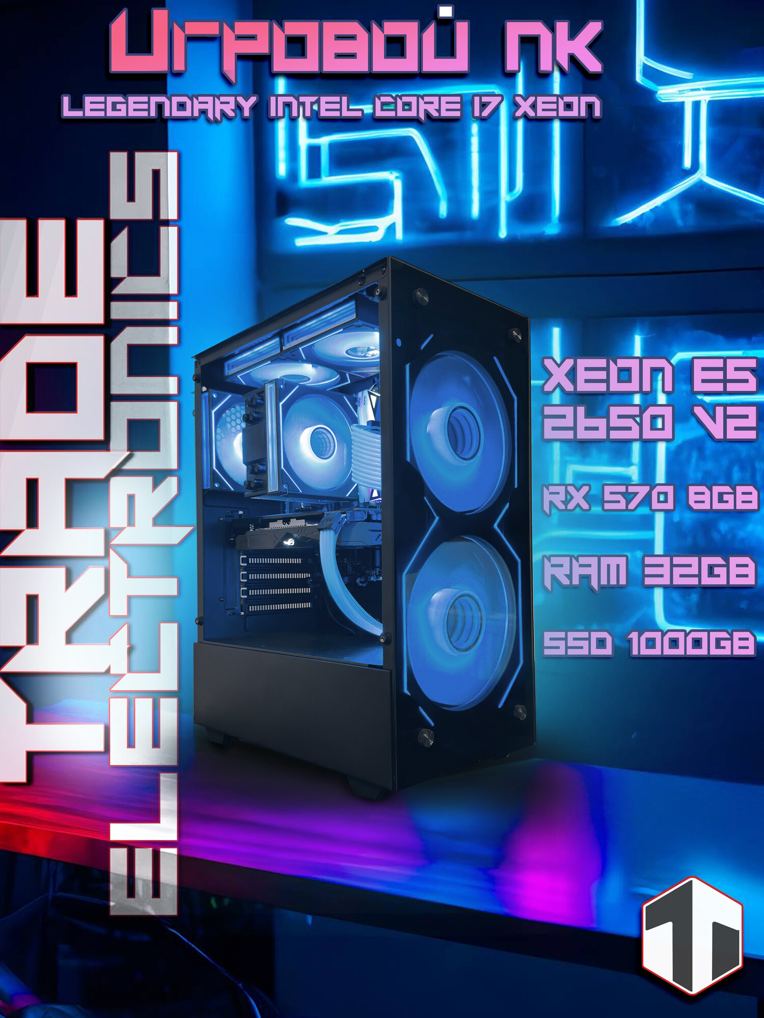 Игровой ПК (Intel Core i7-7700, RAM 32 ГБ, SSD 1000 ГБ, AMD Radeon RX 570 (8 Гб) Windows 10 Pro), черный