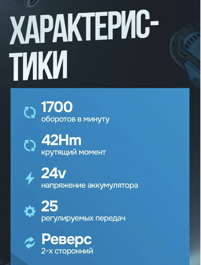 Шуруповерт, с набором инструментов, 24V, Li-Ion, 2 аккумулятора — фото 1