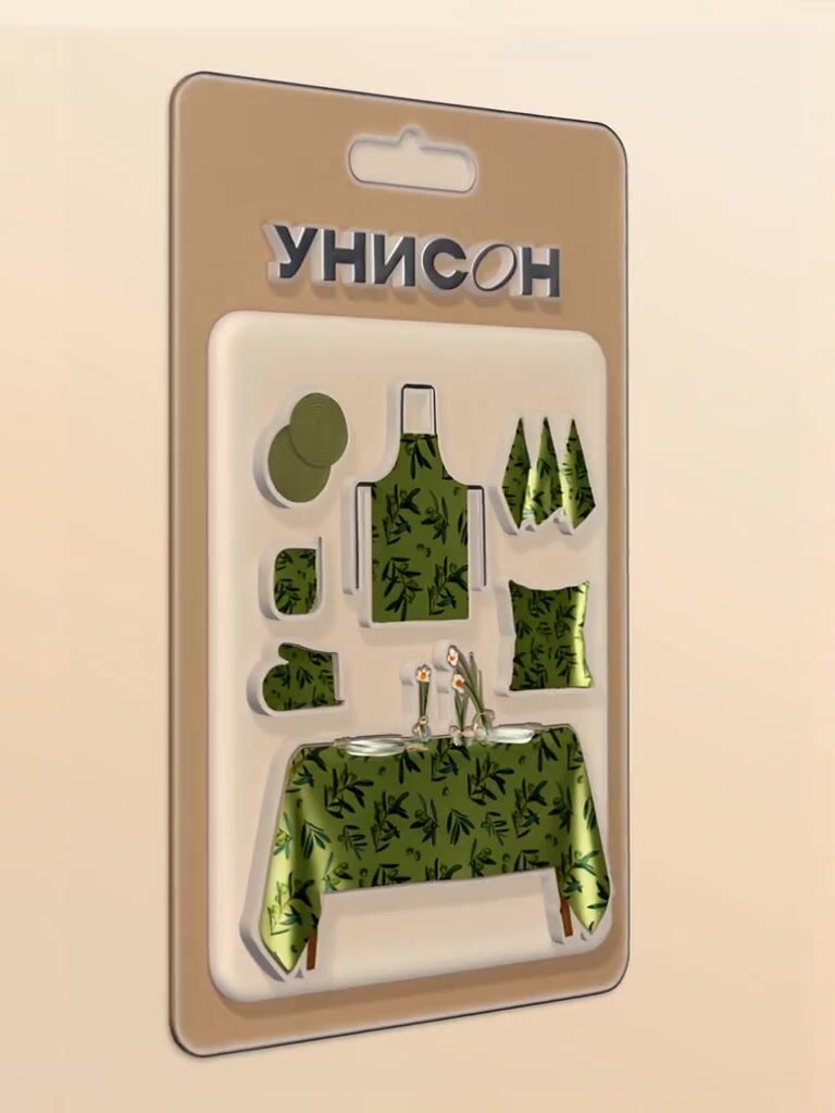 Подушка на стул с тафтингом плоская 40х40 (2 шт) "Унисон" рис 33312-1 Olive — фото 1