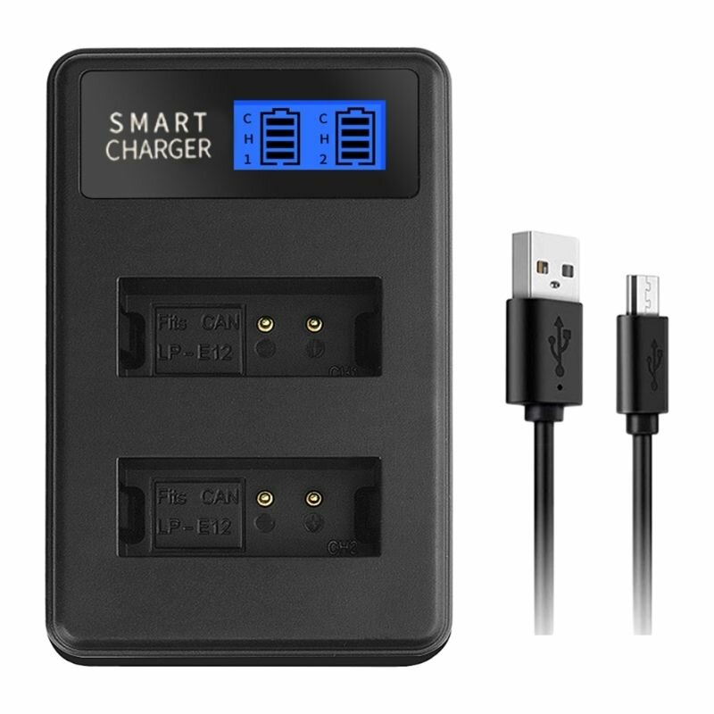 Двойной зарядчик LP-E12 LCD USB