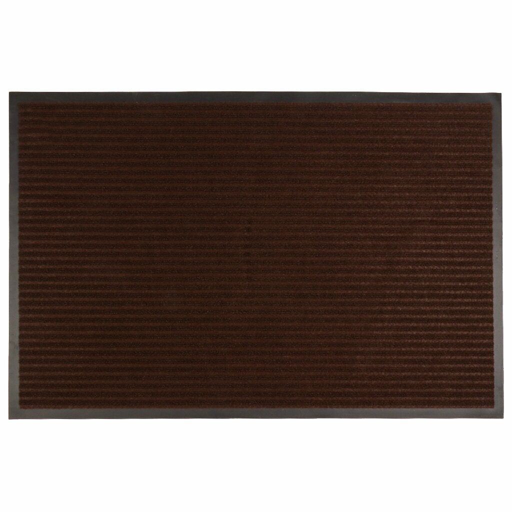 Грязезащитный коврик Floor Mat 60х90 см прямоугольный резина с ковролином ребристый коричневый