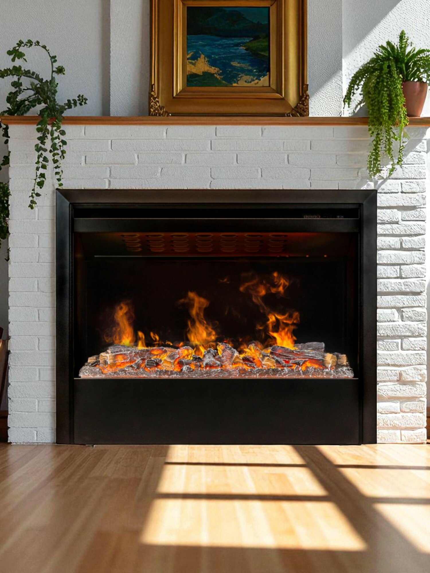 Электроочаг RealFlame Helios 26 Glass S 3D имитация живого пламени 3D обогрев звуковой эффект пульт ду