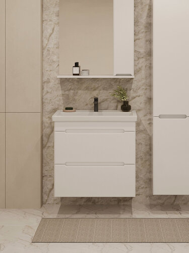 Изображение товара Тумба подвесная Vannika Flavia 70 с раковиной Фостер 70 для ванной комнаты, белая