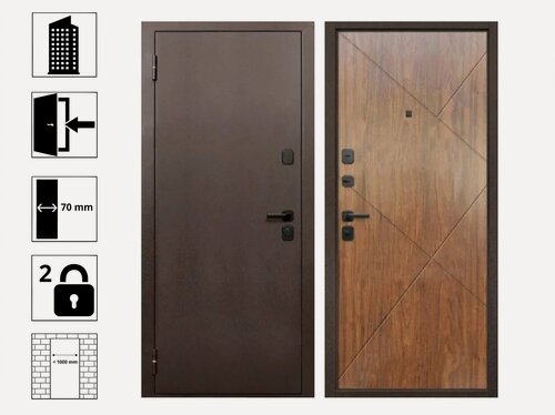 Изображение товара Дверь Ferroni Гарда 7 см Антик медь Мореная береза 960L входная утепленная