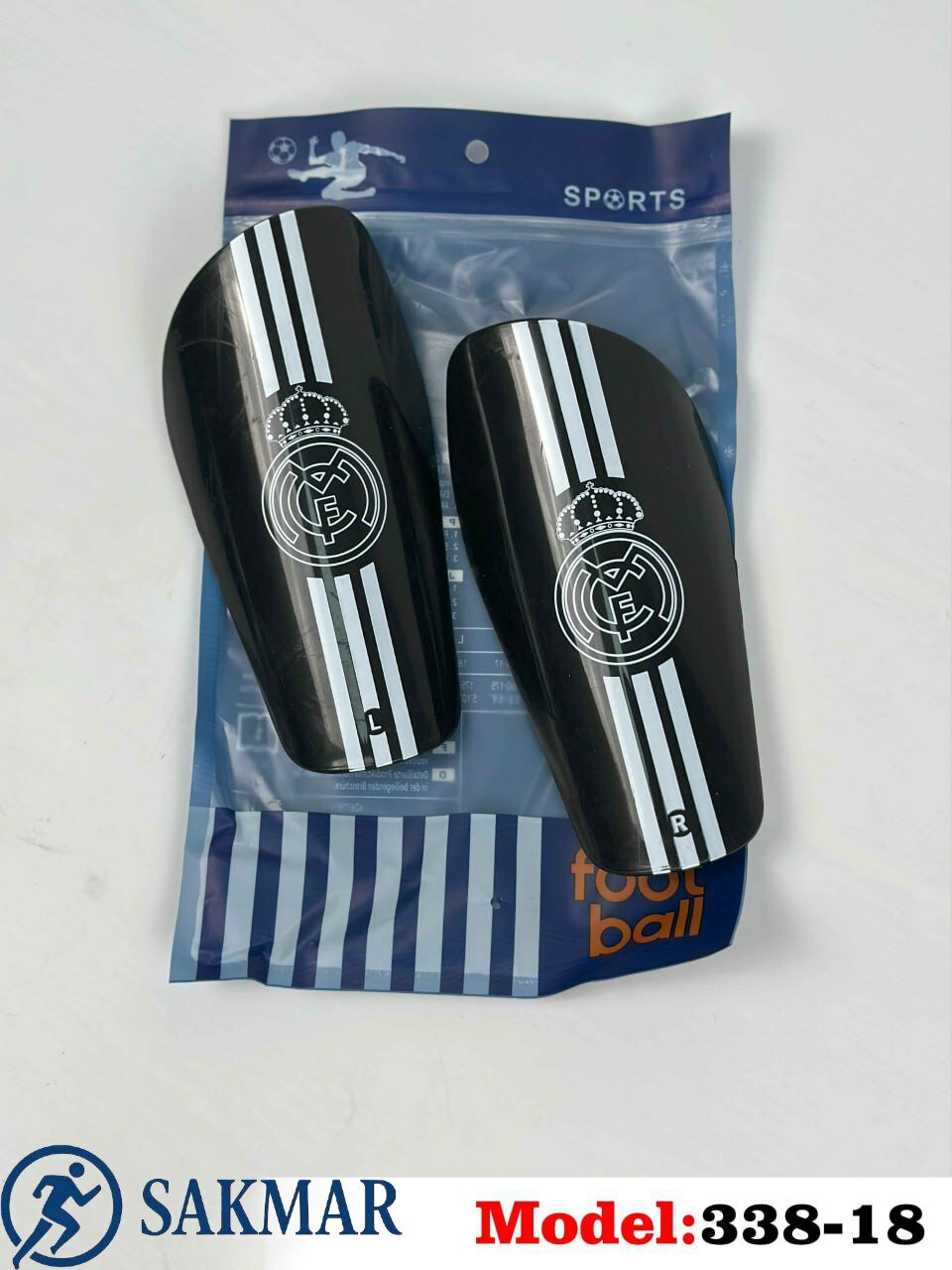 Щитки футбольные, REAL MADRID 100% защита голени, с нагрудниками, разные цвета 338-18