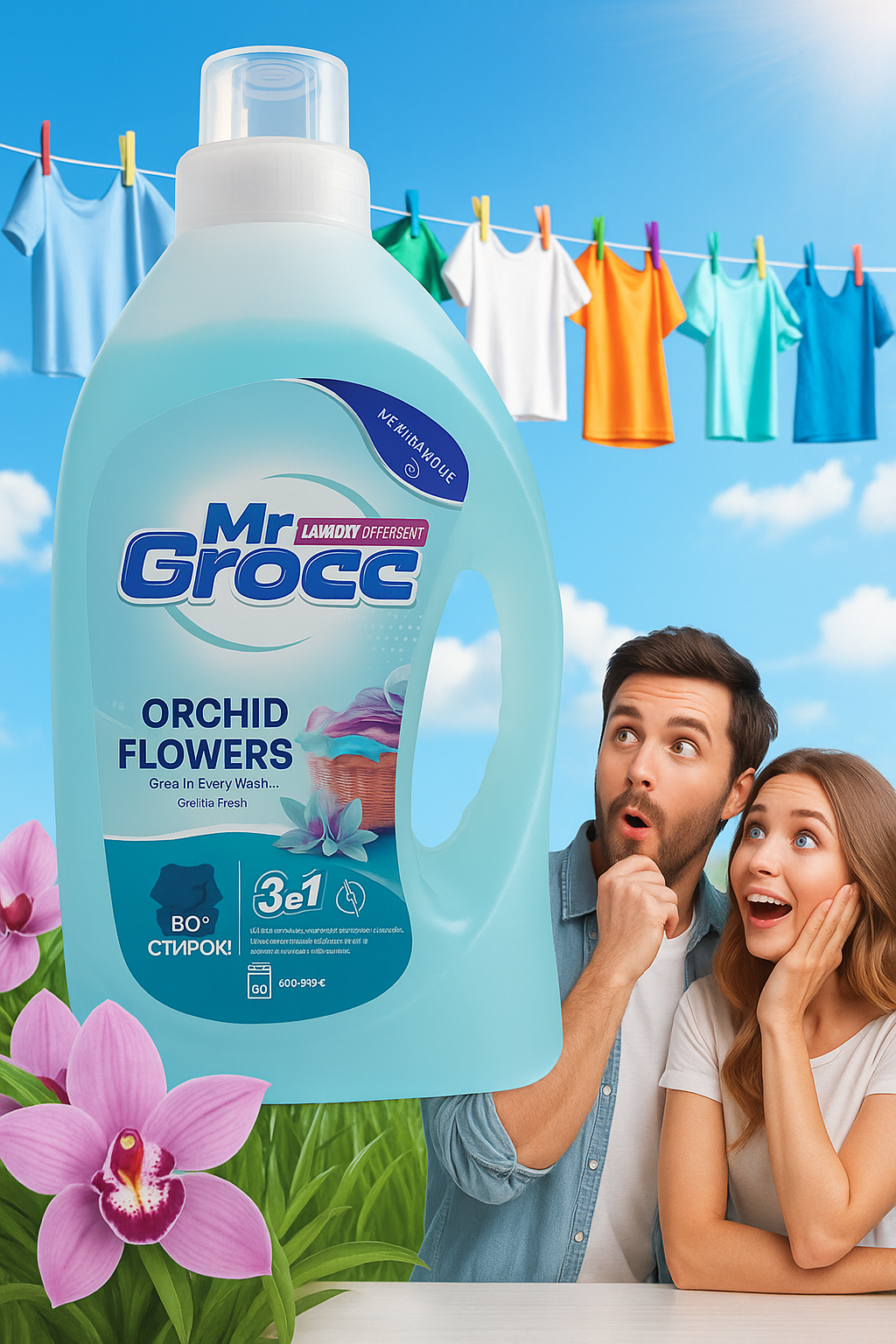 Гель-концентрат MrGrocc "Orchid Flowers", 3 в 1, для всех тканей