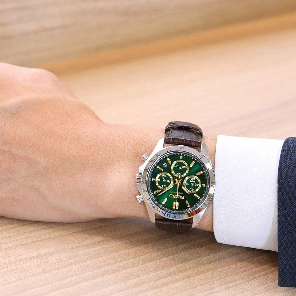 Наручные часы SEIKO, золотой, зеленый, коричневый — фото 1