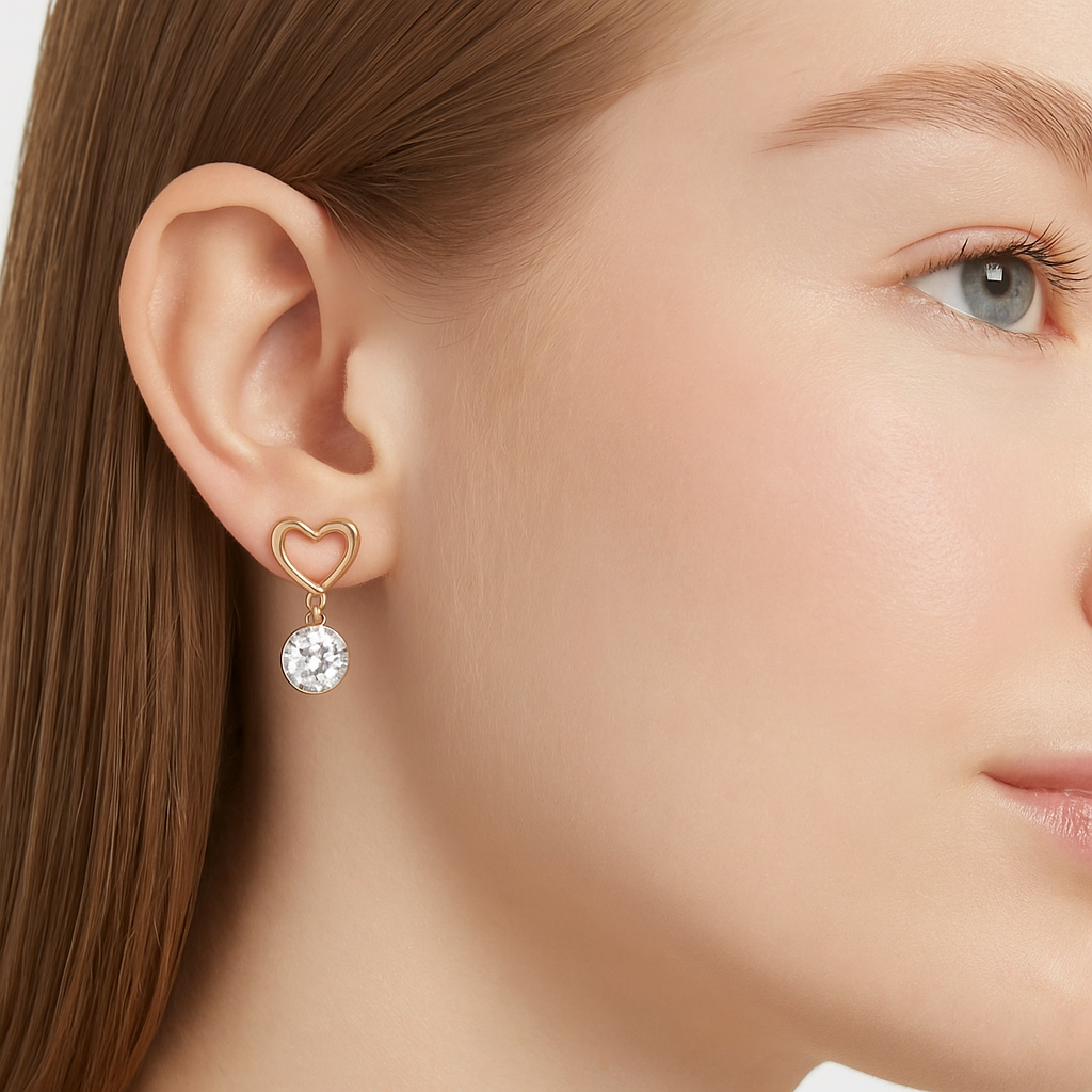 Серьги пусеты, с подвесками Стайл Групп, циркон, размер 18 мм, золотой — фото 1