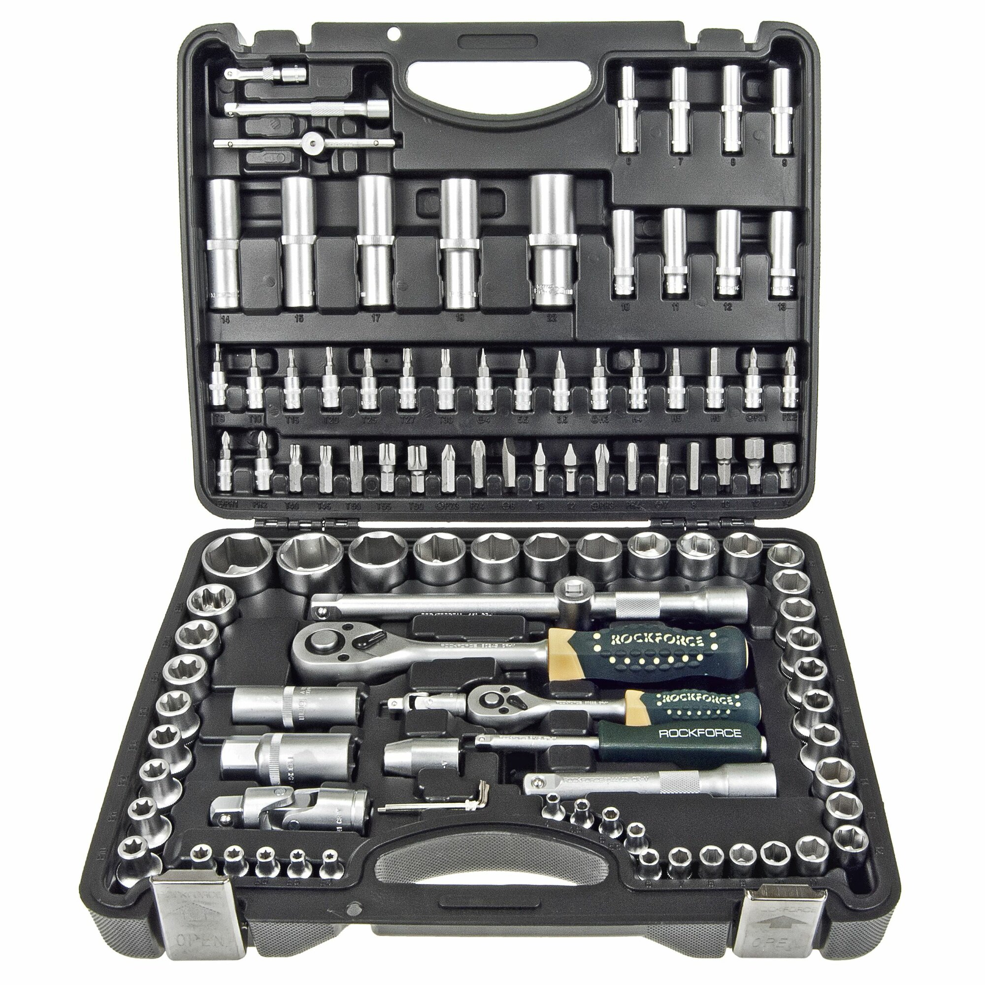 Набор головок торцевых и вставок RF-41082-5: 6-гранных 108предметов. ROCKFORCE