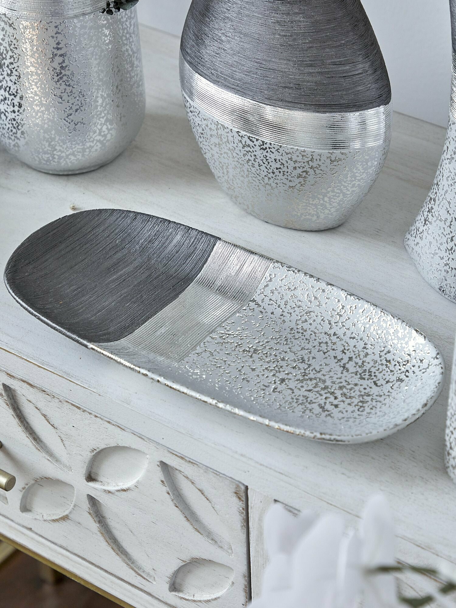 74-023 Блюдо декоративное сервировочное, керамика 33х15х3см, Glasar