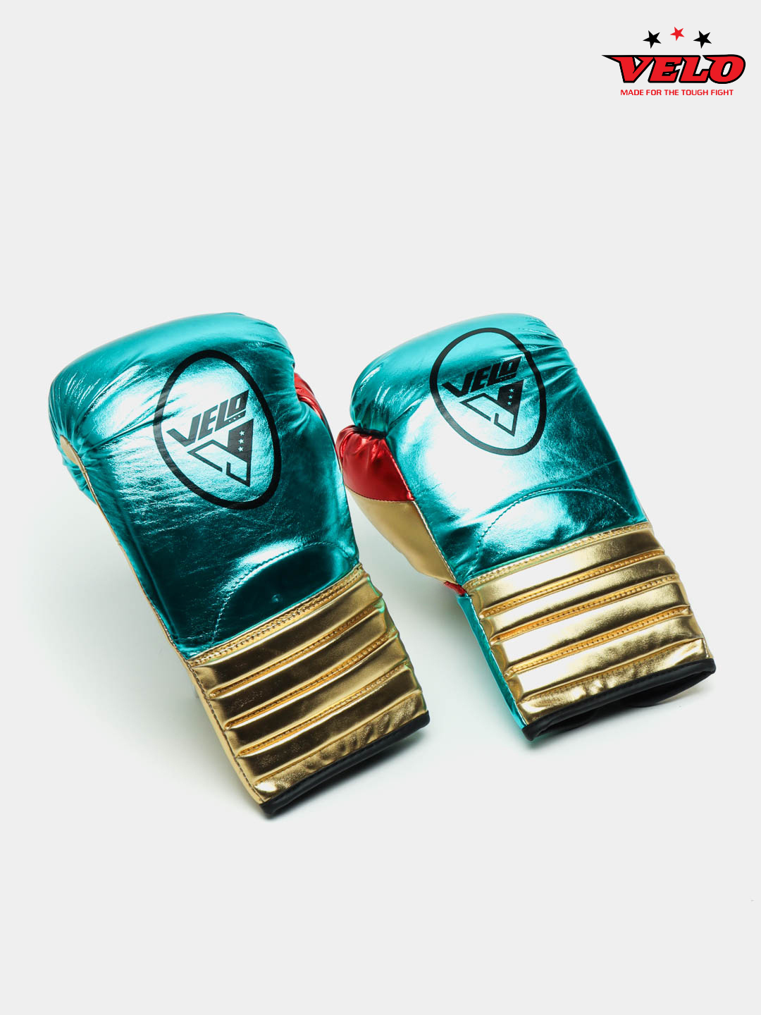 Перчатки боксерские на шнуровке VELO BO-1348 8-14 унций, Бирюзовый-10 — фото 1