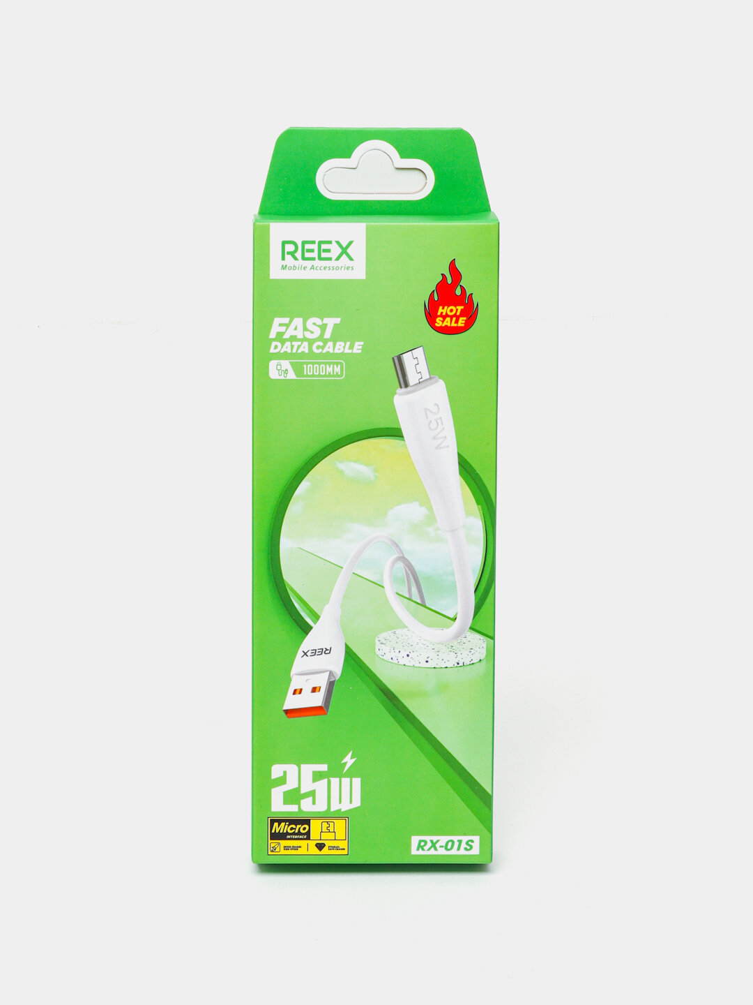 Кабель USB REEX RX-01S Micro-USB, для зарядки и синхронизации, белый, универсальный