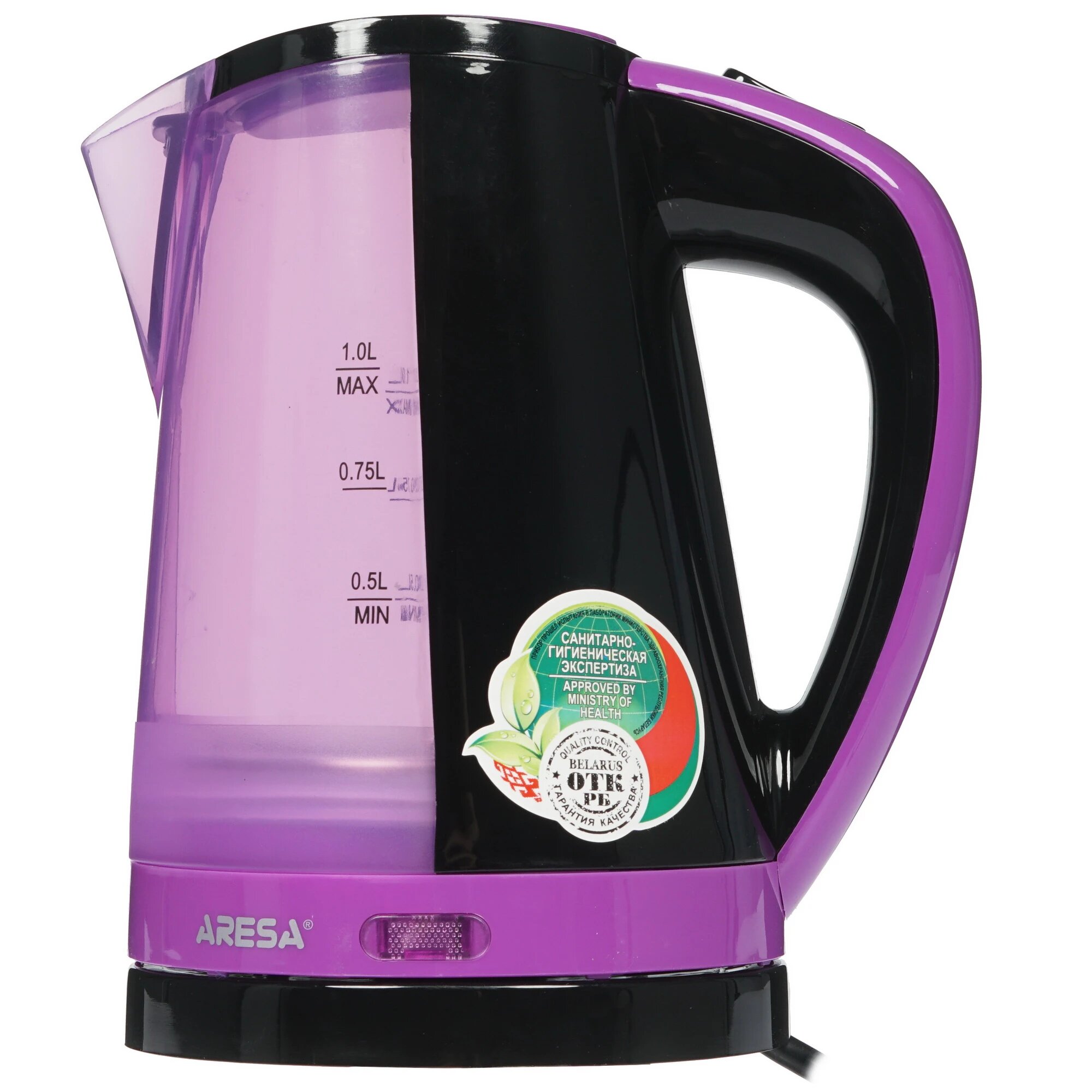 Электрочайник Aresa AR-3434 черный 1 л 2000 Вт скрытый нагревательный элемент фильтр материал корпуса - пластик