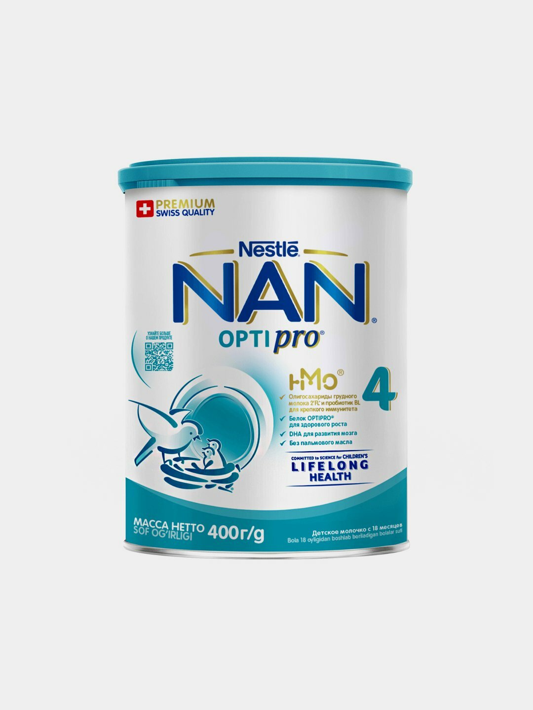 Молочко детское Nan 4, для роста, иммунитета и развития мозга, 400 г