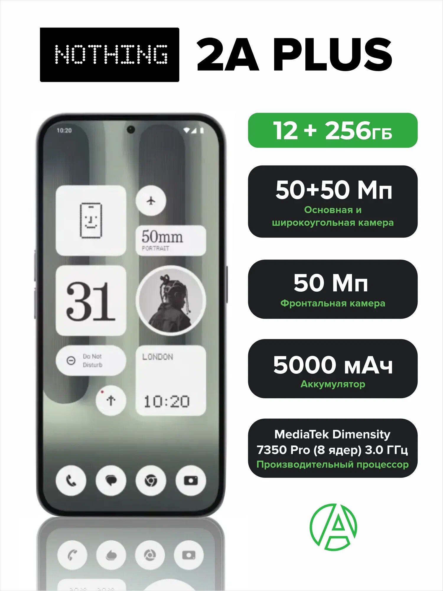 Смартфон Nothing Phone (2a) Plus 12/256Gb Black/Чёрный Global Version/без Rustore/MAX