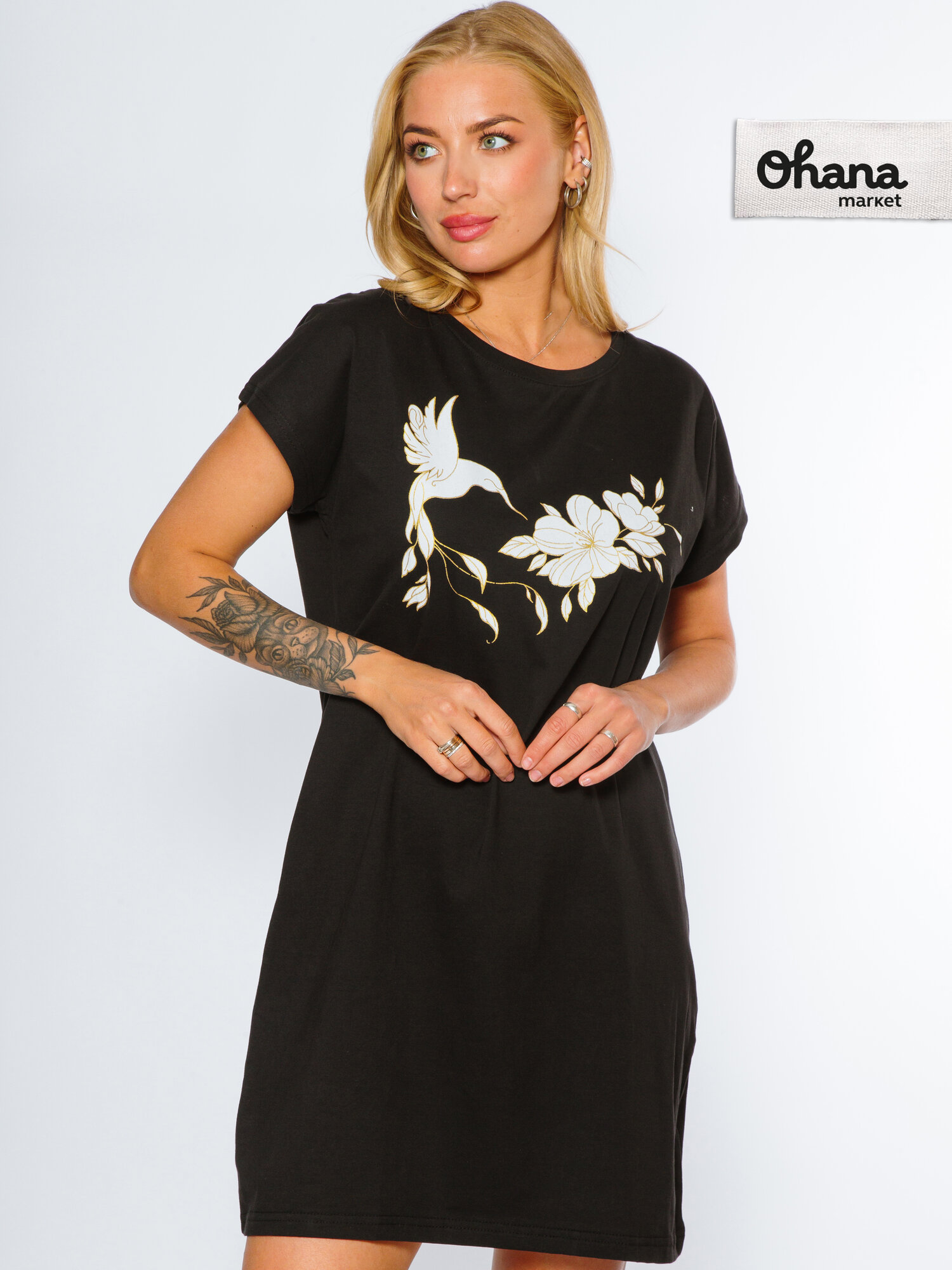 Туника Ohana market женская домашняя, размер 54, черный