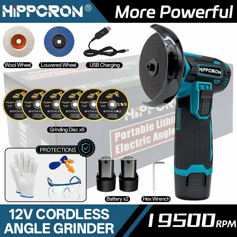 Болгарка аккумуляторная мини 2 аккумулятора19500 об/мин12 В