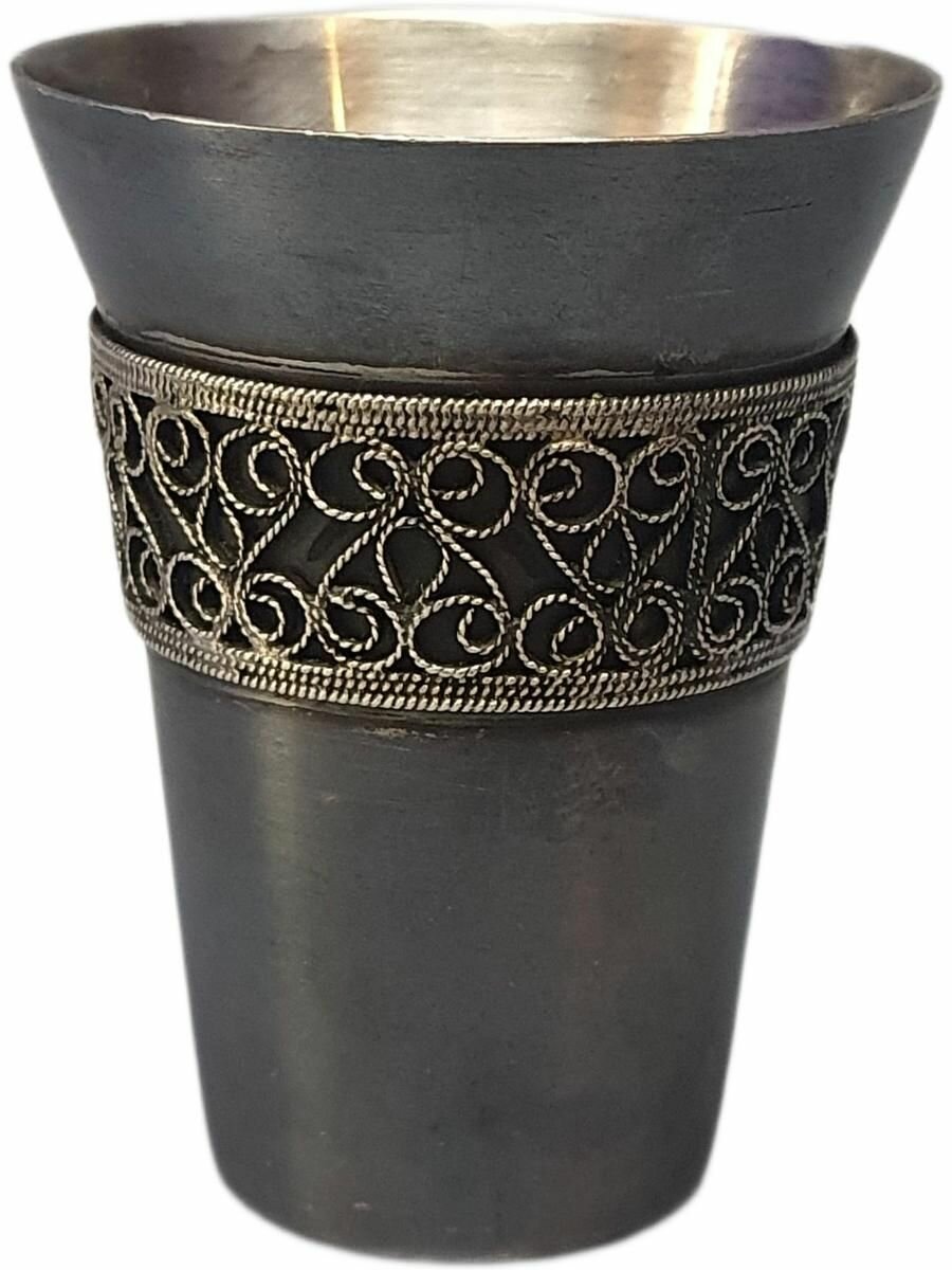 Винтажная стопка мельхиоровая в технике скань, 70мл, СССР, 70е