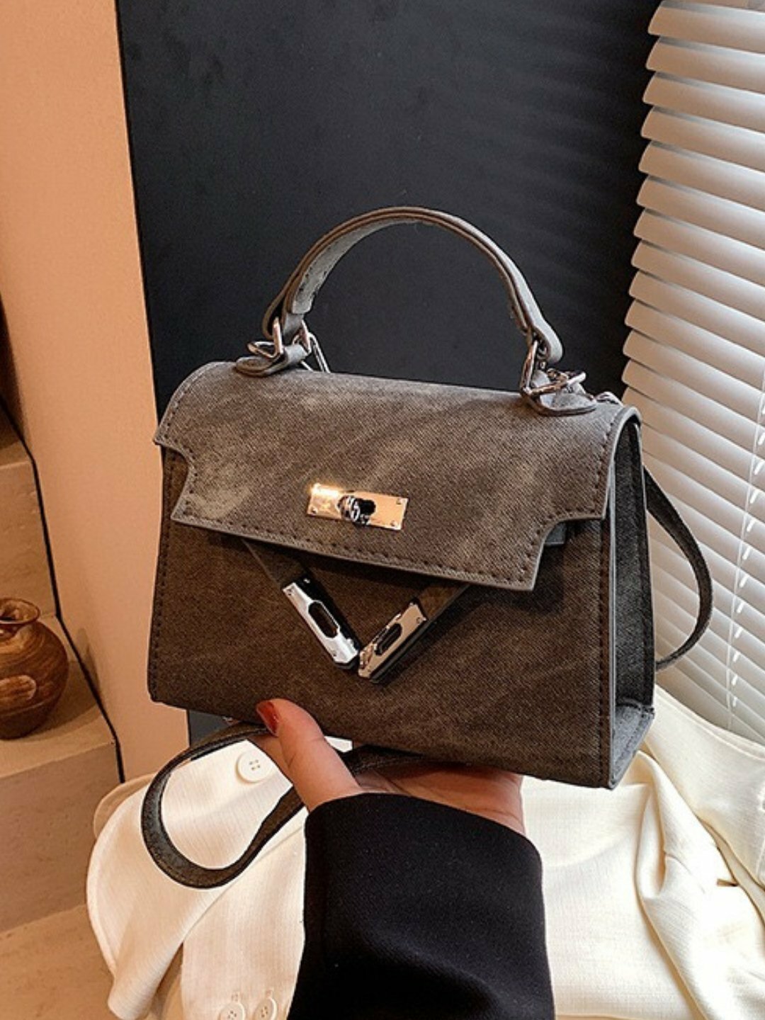 Сумка  Мини-сумка Hermes Kelly Style, темно-серый — фото 1