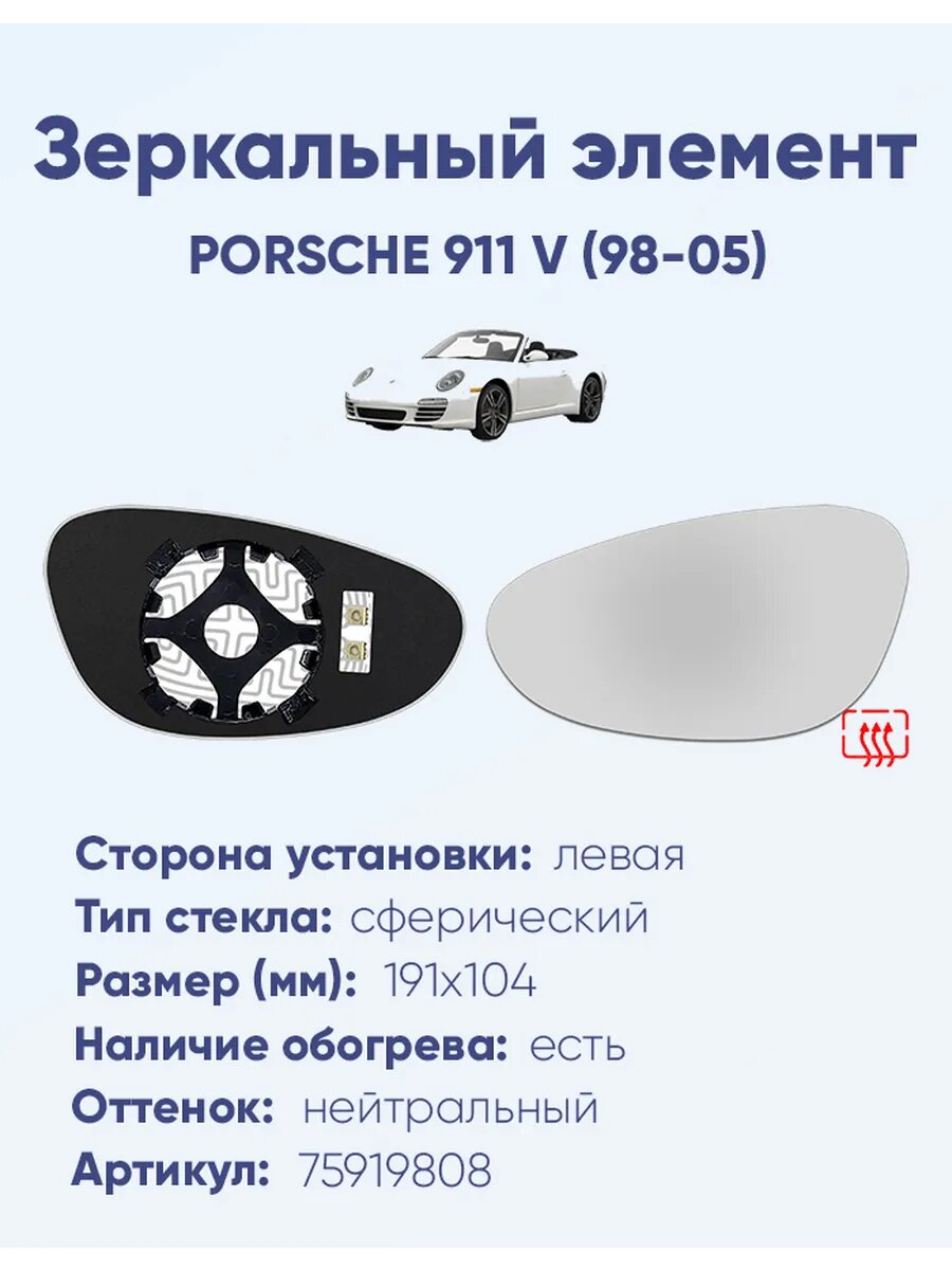 Зеркальный элемент левый PORSCHE 911 V (98-05)A75919808