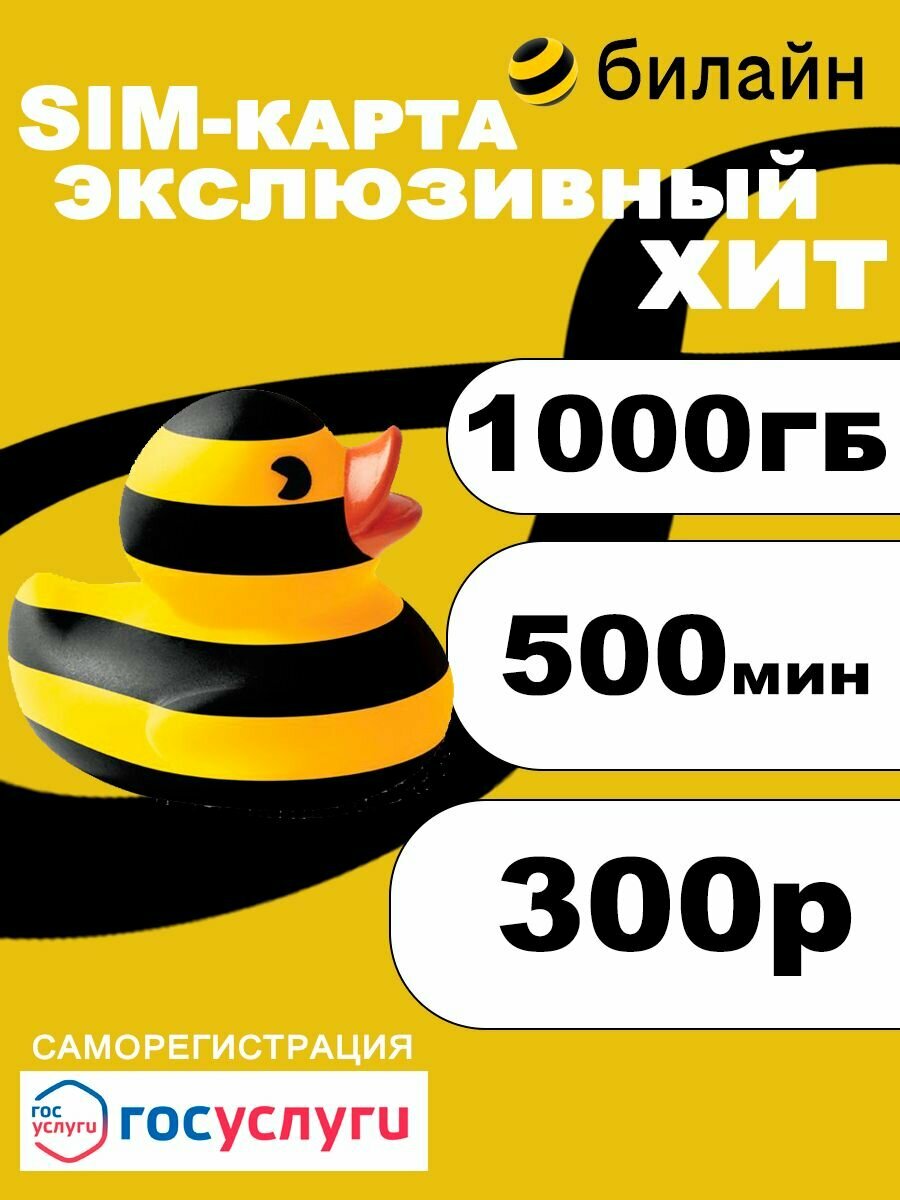 Сим карта интернет 1000 гб + звонки 500мин за 300р