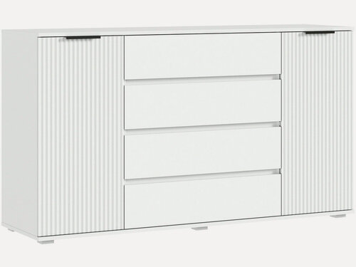 Изображение товара Комод 2 двери 4 ящика (1600), современный, Белый/Браш белый