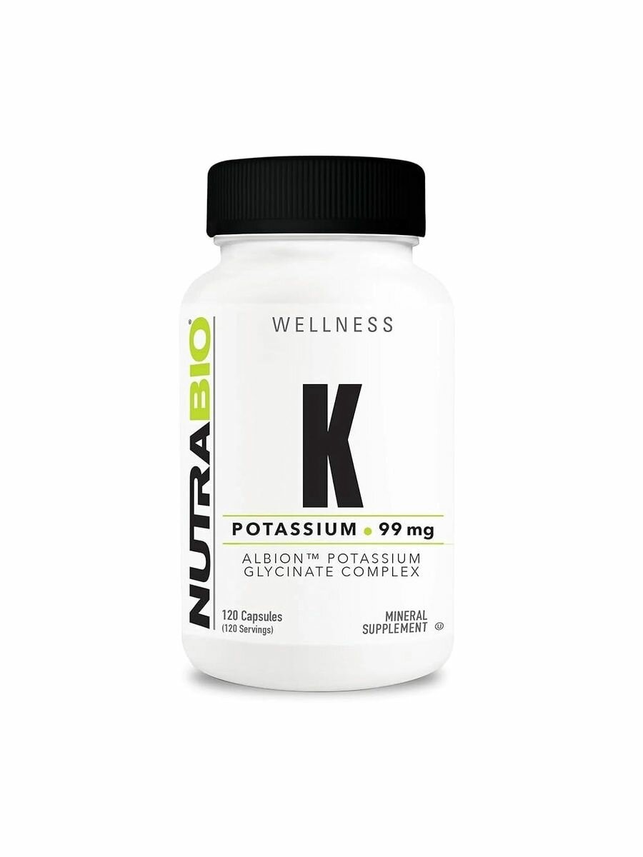 Калий, Цитрат калия 99мг, 120 капсул / Для сердца, глаз, нервной системы, мышц