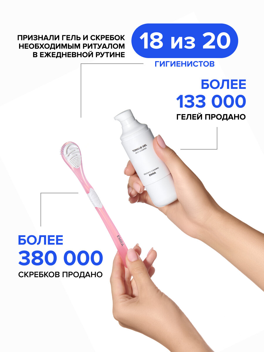 Щетка-скребок EMRA Scraper, для чистки языка, нескользящая, пластик, розовая — фото 1