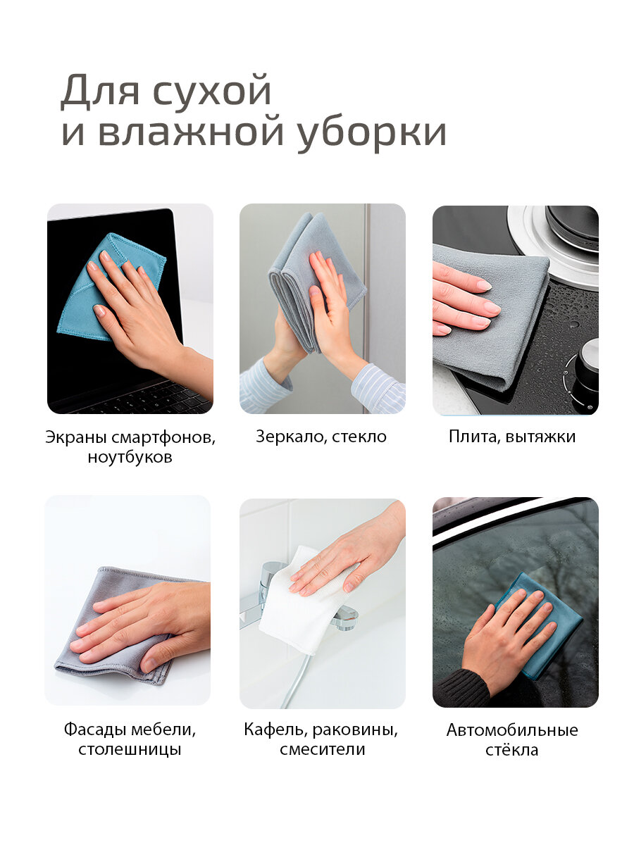 Салфетки микрофибра для уборки кухни 30x30см, VOKA home, 3 шт — фото 1