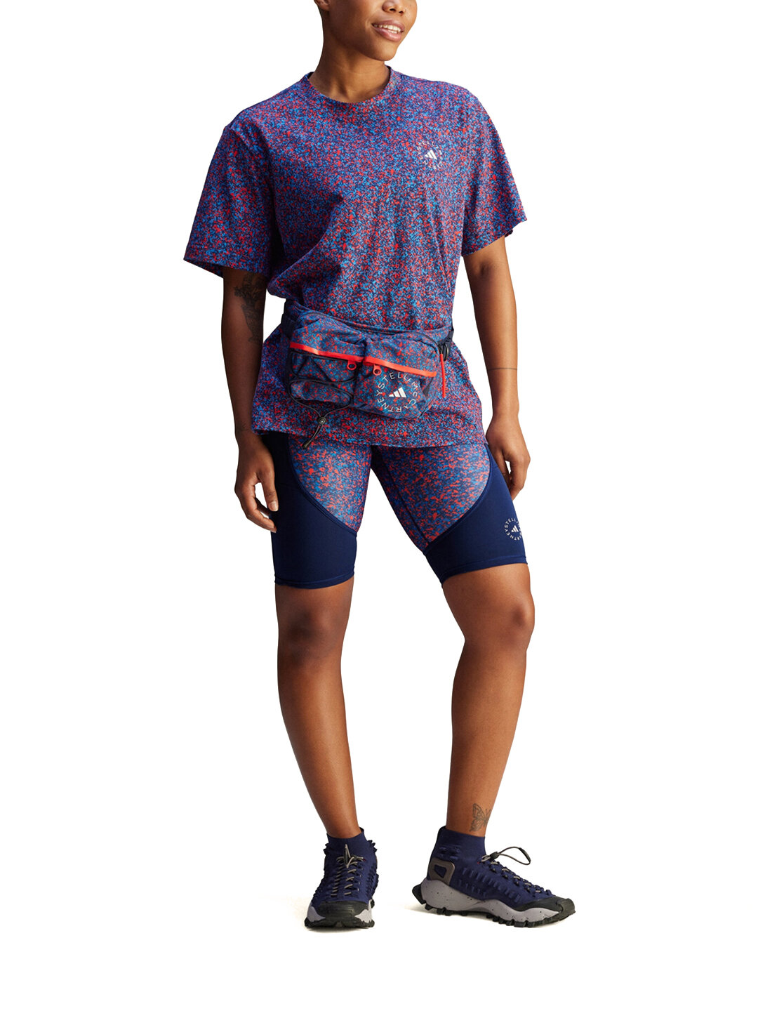 Футболка adidas by Stella McCartney Printed Loose, размер L INT, белый/красный/синий — фото 1
