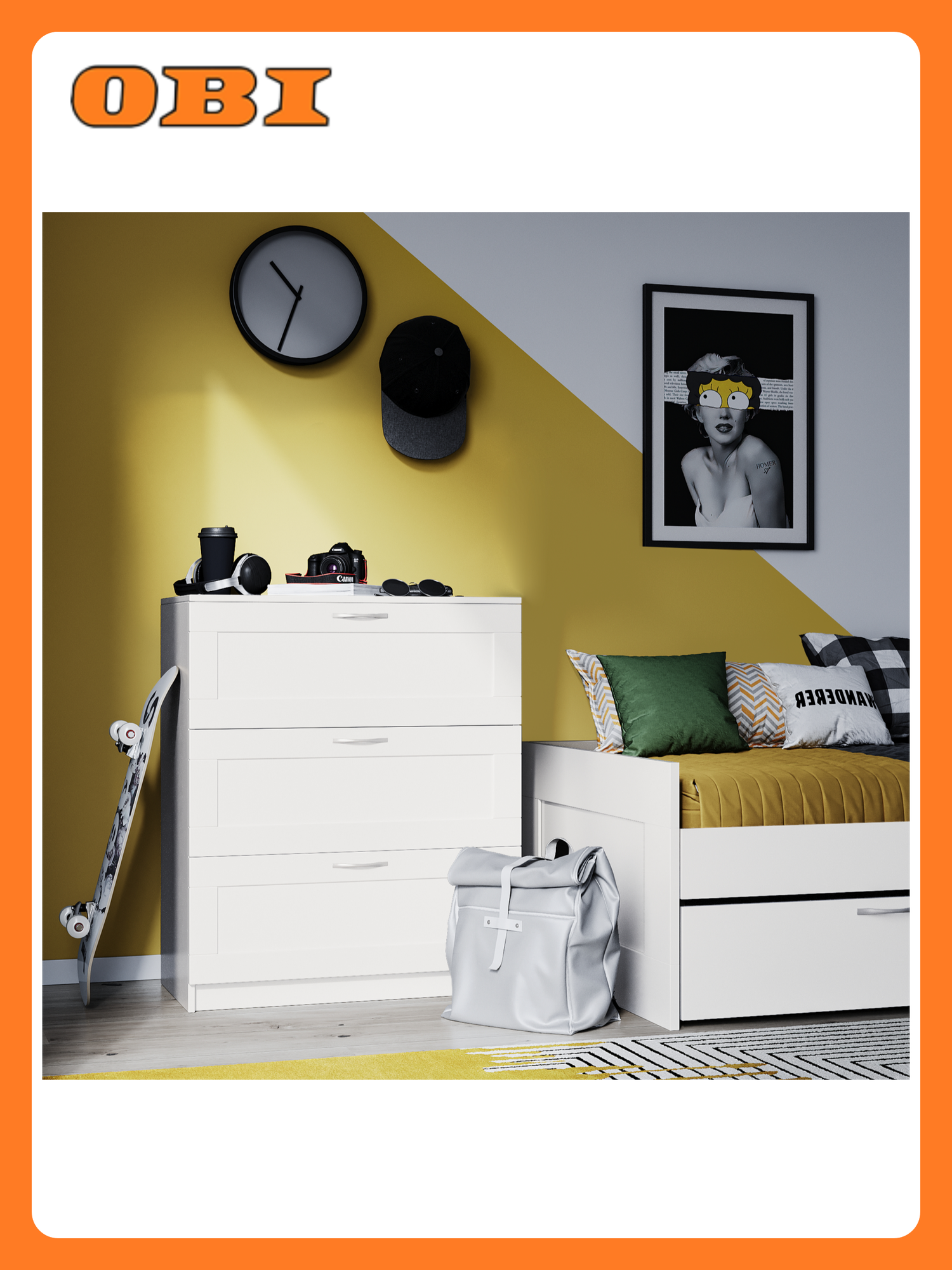 Комод Шведский Стандарт "Сириус" шариковые направляющие 3 ящика белый 78 см x 41 см x 95 см