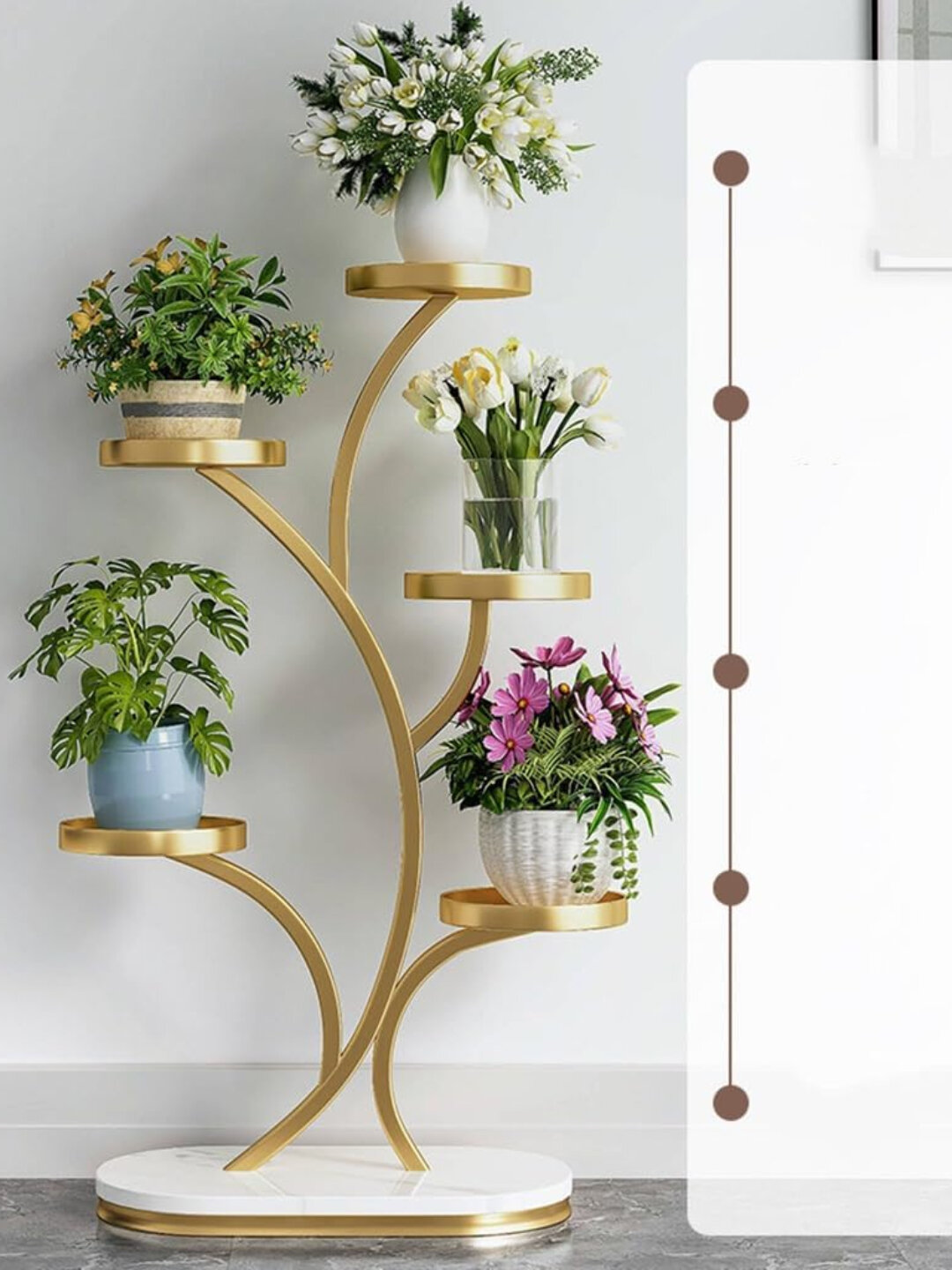 Металлическая подставка для цветов — многоярусная этажерка для растений, цветочная стойка - Золотой