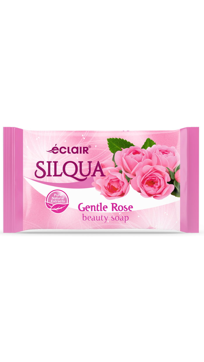 Твердое мыло ECLAIR SILQUA "Gentle Rose", Обеспечивает бережное очищение кожи, оставляя её свежей и ухоженной, 140гр