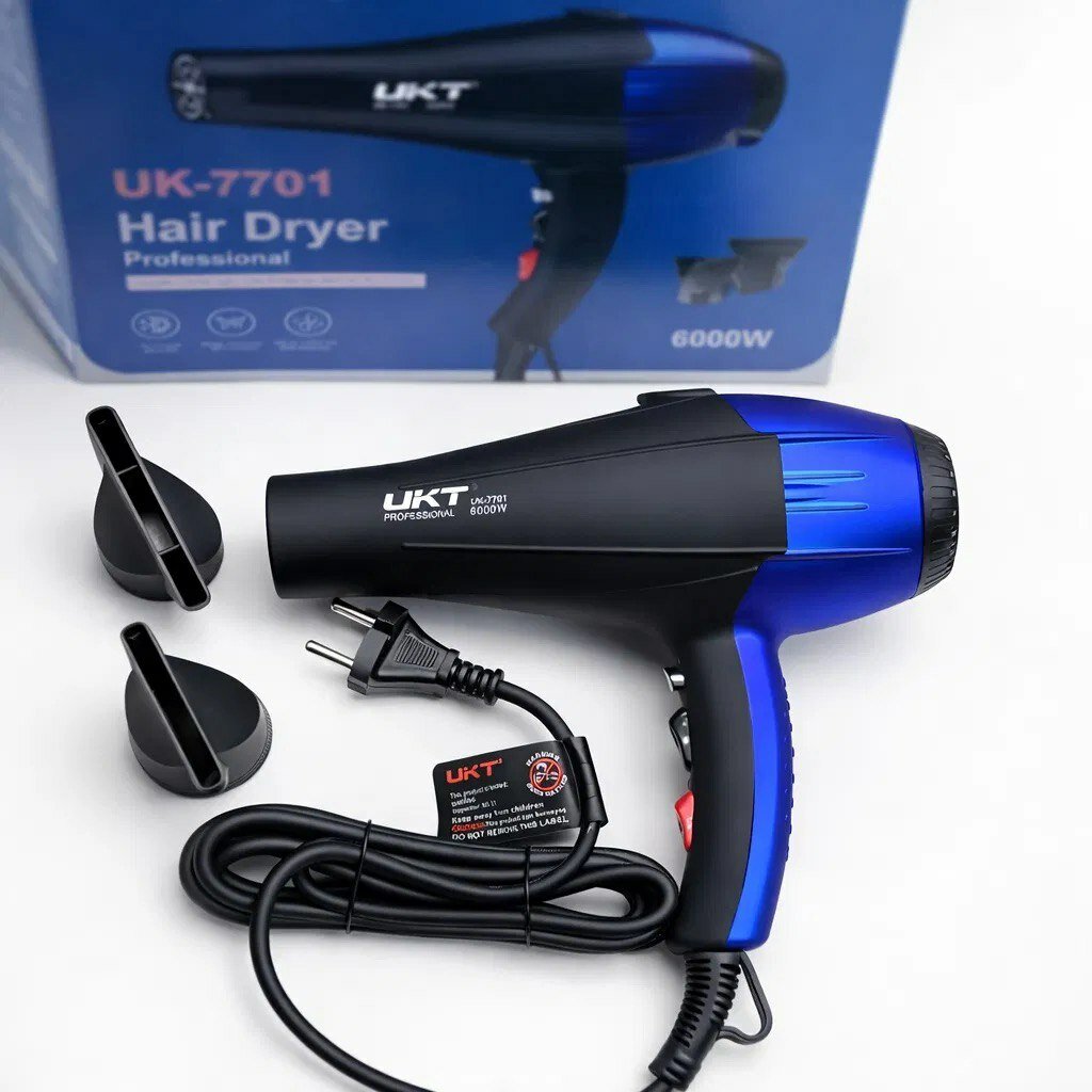 Фен для волос UK-7701 UKT, профессиональный, мощность 6000 Вт