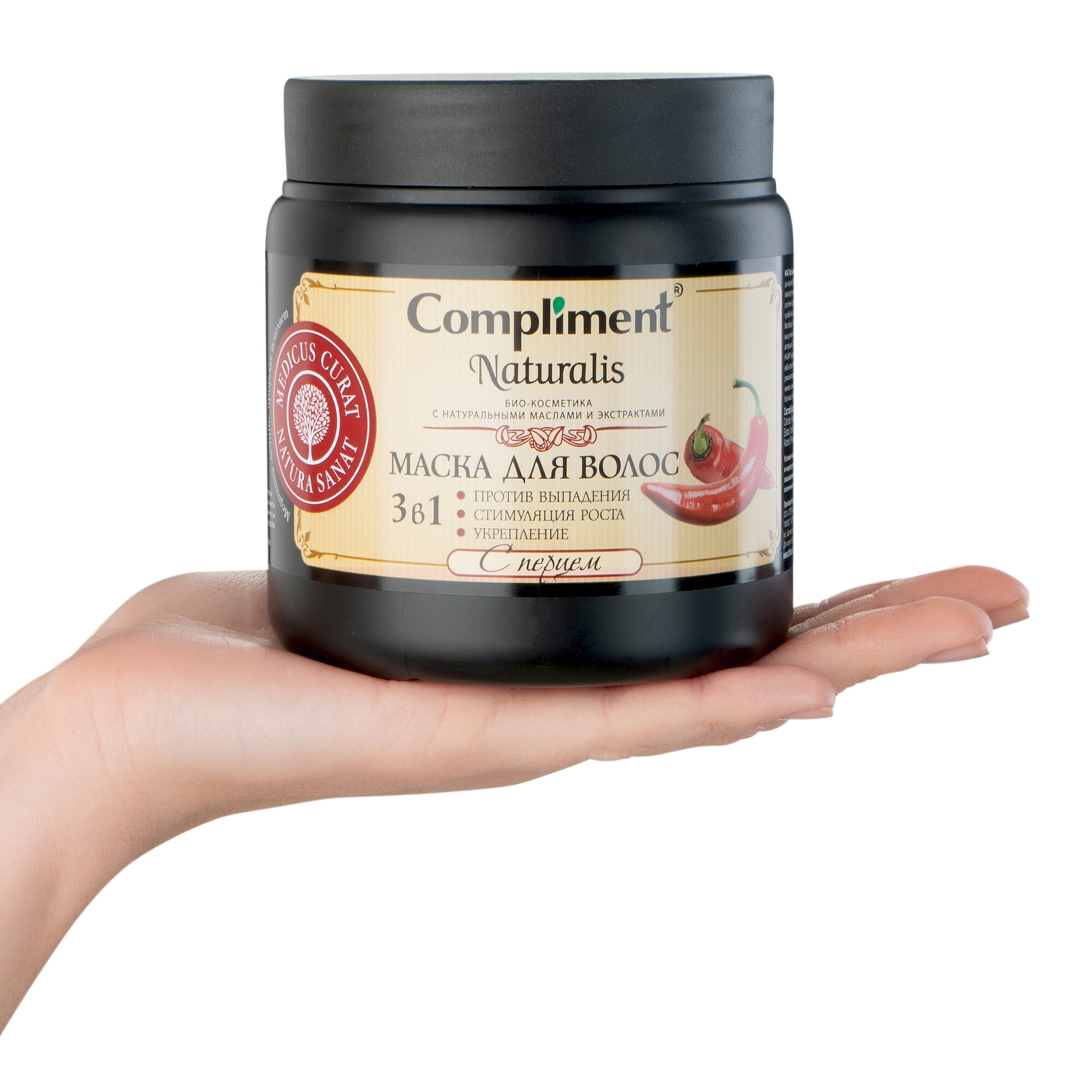 Маска для волос Compliment Naturalis, 3 в 1, с перцем, банка, 500 мл — фото 1