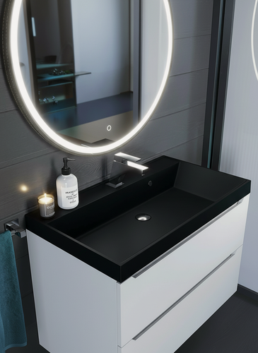 Изображение товара Раковина кварцевая для ванной комнаты Uperwood Classic Quartz 80 см, черная матовая, космос